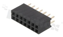 Listwa stykowa do PCB; w rastrze 2.54mm; 2x7 styków; montaż: THT; żeńska; prosta; dwurzędowe 