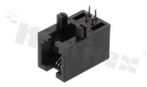 Socket RJ9; 4-contacts; THT; side entry; size 4; gold flash contact plating