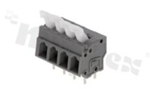 Listwa zaciskowa do PCB; w rastrze 5.00mm; 4-torowa; poziome wejście przewodu; na przewód 0.2-2.5mm2 (28-12 AWG); ze stykiem sprężynowym; szara; UL 300V/15A
