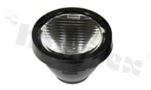 Soczewka do diod LED high power; kąt rozsyłu: owalny 14 x 26 stopni FWHM; ilość diod: 1; rozmiar: okrąg 23.45mm; wysokość: 15.9mm; rodzaj materiału: PMMA; sposób mocowania: pierścień mocujący; ramka