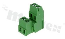 PCB terminal block; pitch 5.08mm; 4-ways; 45 deg angle; wire range 2.50mm2 (AWG 22-14); with screws for a flat screwdriver; green color; UL 300V/10A