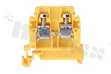 Installation terminal block; 1-level; 2-contacts; for wire 0,5-10,0mm2; screw terminal; yellow; Din rail; 690V/57A