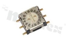 Miniaturowy przełącznik kodujący; 16-pozycyjny BCD; 7.2x9.6mm; poziomy; bez pokrętła; montaż SMD