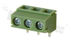 Listwa zaciskowa do PCB; w rastrze 5.00mm; 2-torowa; kątowa; na przewód 1.5mm2; z ruchomą osłoną przewodu; ze śrubami na wkrętak krzyżakowy; klatka mosiężna; zielona; UL 250V/16A