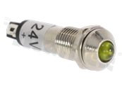 Lampka sygnalizacyjna; 8mm; terminale do lutowania; stal nierdzewna; podświetlenie żółte; LED 24V