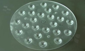 Soczewka do diod LED high power; kąt rozsyłu: 25 stopni FWHM; ilość diod: 24; rozmiar: okrąg 175mm; wysokość: 12.6mm; rodzaj materiału: PMMA; sposób mocowania: śruby