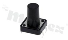 Przełącznik Tact Switch; THT; wymiary korpusu: 12.0x12.0; h=15.0mm; pionowy; o sile nacisku 160gf; przycisk okrągły