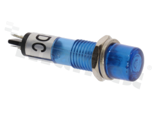 Lampka sygnalizacyjna neonowa; 8mm; terminale do lutowania; plastik; podświetlenie niebieskie; 12V