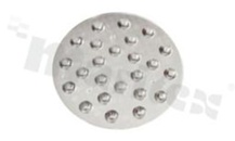 Soczewka do diod LED high power; kąt rozsyłu: 45 stopni FWHM; ilość diod: 24; rozmiar: okrąg 175mm; wysokość: 12.6mm; rodzaj materiału: PMMA; sposób mocowania: śruby