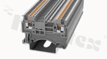 Installation terminal block; 1-level; through; 2-contacts for wire 0.14-1.5mm2 (26-14AWG); spring-loaded; grey; for DIN rail; 500V/17.5A