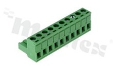 Pluggable terminal block; 5.08mm pitch; 10-ways; female; for wire 2.50mm2(28-12AWG); wire insertion direction same as plug-in direction; p.bronze contacts; brass cage; UL 300V/15A