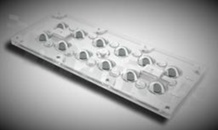 Lens for LED high power; angle: 120 degrees ; Number of LEDs: 12; Dimensions: 173x71.4mm; Height: 8.4mm; material: PMMA do UV; Fastening: screw