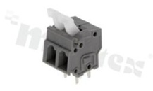 Listwa zaciskowa do PCB; w rastrze 5.00mm; 2-torowa; poziome wejście przewodu; na przewód 0.2-2.5mm2 (28-12 AWG); ze stykiem sprężynowym; szara; UL 300V/15A