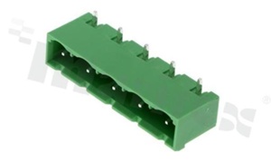 Pluggable terminal block; pitch 7.50mm; 5-ways; male; R/A pin header; closed type; UL 300V/15A; TUV:400V/20A