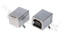 Markowe gniazdo; 1 x port typu B; USB 2.0; kątowe; czarny izolator
