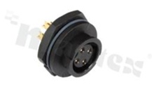 Gniazdo seria CB; 4-stykowe; żeńskie; proste; Imax = 10A; kabel: 4.0- 9.6mm; z nakrętką z tyłu; z połączeniem zatrzaskowym; IP67