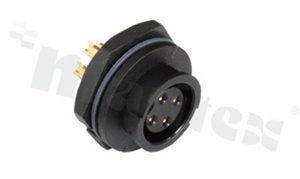 Gniazdo seria CB; 4-stykowe; żeńskie; proste; Imax = 10A; kabel: 4.0- 9.6mm; z nakrętką z tyłu; z połączeniem zatrzaskowym; IP67