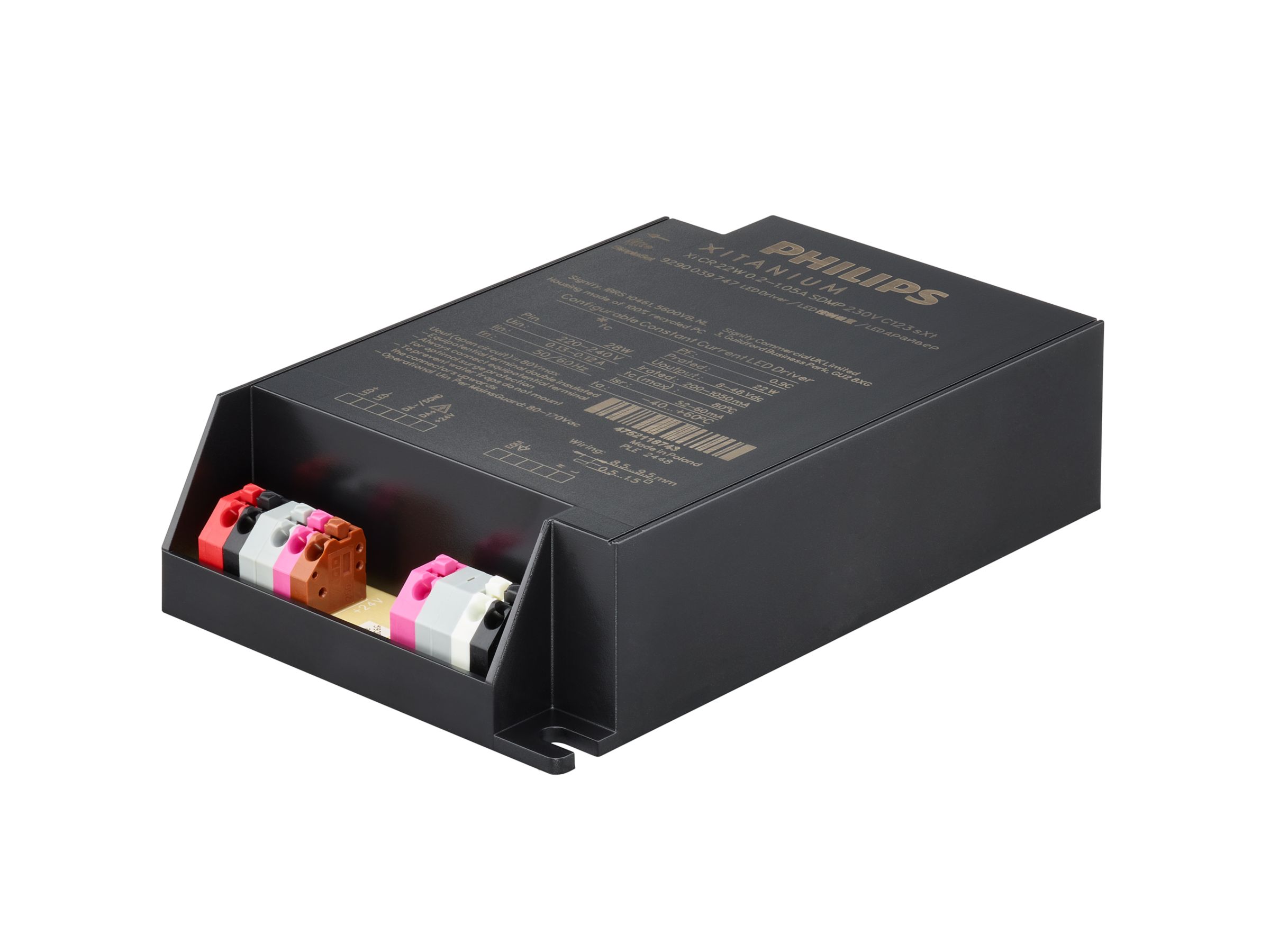 Zasilacz impulsowy; LED; DALI; 22W; 8-48V; 0.2-1.05A; 202-254VAC; IP20