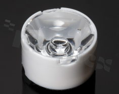 Soczewka do diod LED high power; kąt rozsyłu: asymetryczny ; ilość diod: 1; rozmiar: okrąg 16mm; wysokość: 9.5mm; rodzaj materiału: PMMA; PC; sposób mocowania: taśma; kołek