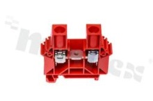 Installation terminal block; 1-level; 2-contacts; for wire 0,5-35,0mm2; screw terminal; red; Din rail; 1000V/76A