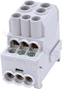 DIN rail terminal block; distribution block;grey; single-pole; 25mm2; Al/Cu; 1000V AC/100A