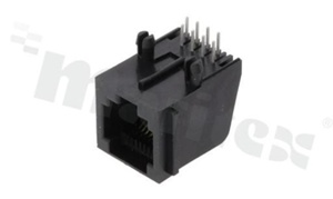 Gniazdo RJ45; 8-stykowe; montaż: THT; kątowe; gabaryt 8; grubość pokrycia 3u" Au