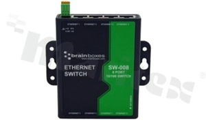 Industrial unmanaged switch; 8x 10/100 Mb/s ports; operating temperature -10+60 deg.C; 5...30VDC power supply; integral wall mount