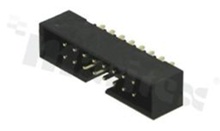 Full shrouded header for PCB; pitch 2.00mm; 16-contacts; THT; male; top entry
