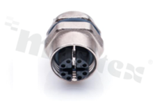 Socket M12 ; 8 pins ; X code ; female ; straight ; 0.5A ; for panel ; front side nut ; solder ; IP67