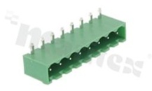 Pluggable terminal block; pitch 5.08mm; 8-ways; male; R/A pin header; closed type; UL 300V/15A; TUV: 320V/20A