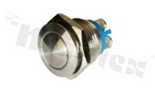 Push button switch; monostable; 16mm; solder terminals; stainless steel; silver button; IP65
