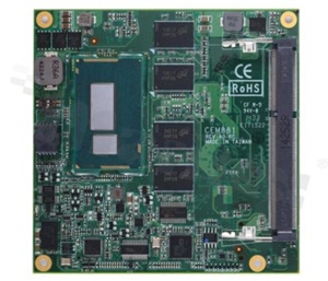 moduł procesorowyCOM Express; procesory 4 generacji IntelCore i7-4650U/5-4300U/i3-4010U/Celeron 2980U; LAN; 4x SATA; 2x USB 3.0; 6 USB 2.0; temperatura pracy -40+85C