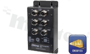 Switch przemysłowy kolejowy PoE; Gigabit; niezarządzalny; norma kolejowa EN50155; 4 porty 10/100/500/1000Base-T(X) PoE; 1 port 10/100/500/1000Base-T(X); złącza M12; temp. pracy: -40+75 st.C; WYCOFANY Z PRODUKCJI