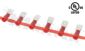 Flat connector; female; 6.3mm; 0.8mm; for wire AWG22-16(0.5-1.5mm2 wire); brass; insulation half; Imax= 10A