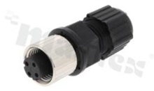 Plug M12; straight; D- coding; female; 4 pins; solder; wire: 4.5-6.5mm; IP68; RoHS