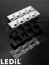 Odbłyśnik for LED; Number of LEDs: 4; Dimensions: 182x40mm; Height: 20.2mm; meterial: PC; Fastening: pin; screw; clips