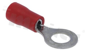 Ring terminal; M5; for wire 0.5-1.5mm2; brass; isolated red; Imax - 19A