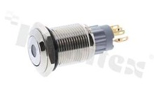 Push button switch; monostable; 16mm; solder terminals; nickled; dot green illumination; IP67