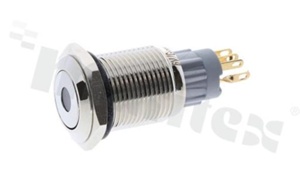 Push button switch; monostable; 16mm; solder terminals; nickled; dot green illumination; IP67