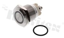 Push button switch; monostable; 16mm; screws terminals; stainless steel; ring blue illumination; IP67