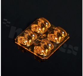 Lens for LED high power; mid power; angle: asymmetric; number of LEDs: 4; dimensions: 50x50mm; height: 11mm; material: PMMA; fastening: screw