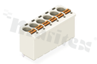 Listwa zaciskowa do PCB; w rastrze 5.00mm; 4-torowa; pionowe wejście przewodu; na przewód 2.50mm2 (24-12 AWG); ze stykiem sprężynowym; szara; UL: 300V/15A