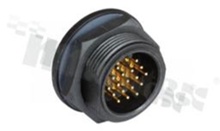 Socket; 18 contacts; male; 5A; screw; for panel; front side nut; solder; IP67