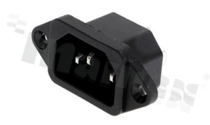 Złącze zasilające AC; męskie; proste; na panel-śruba; konektory 4.8x0.8mm; 15A/250VAC