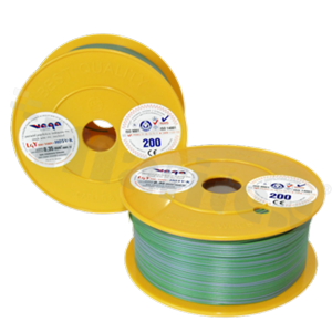 Single wire LGY/H05V-K; with copper multi-strand; green/grey; cross section 0.35mm2; AWG 22; 500V; -40+105 deg.C; 200m.