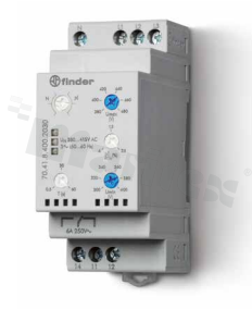 Przekaźnik nadzoru napięcia; sieć trójfazowa (380-415VAC); 1 styk przełączny 6A SPDT; napięcie cewki 400VAC; moc cewki 11VA; 6A/250VAC; montaż: zaciski śrubowe, na szynę DIN