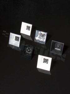 Lens for LED high power; mid power; angle: 53 to 79 degrees FWHM; Number of LEDs: 1; Dimensions: 40x40mm; Height: 20.40mm; meterial: PMMA; Fastening: pin; screw; clips