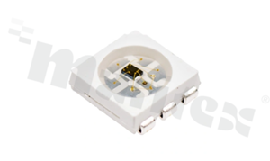 Dioda LED; PLCC6; SMD 5050; z wbudowanym sterownikiem cyfrowym; RGB; typ. 5.0V; soczewka water clear; 120 stopni; 5mm x 5mm x 1.6mm