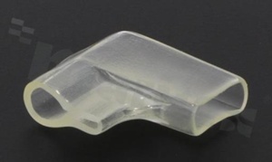 Insulation sleeve for flat connector 6.3mm; right angle; universal; L1=17mm;; L2= 1mm;; W=8.0mm;; transparent