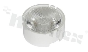 Lens for LED high power; angle: 36 do 49 degrees ; Number of LEDs: 1; Dimensions: round 24.3mm; Height: 10.6mm; material: PMMA; Fastening: tape; frame
